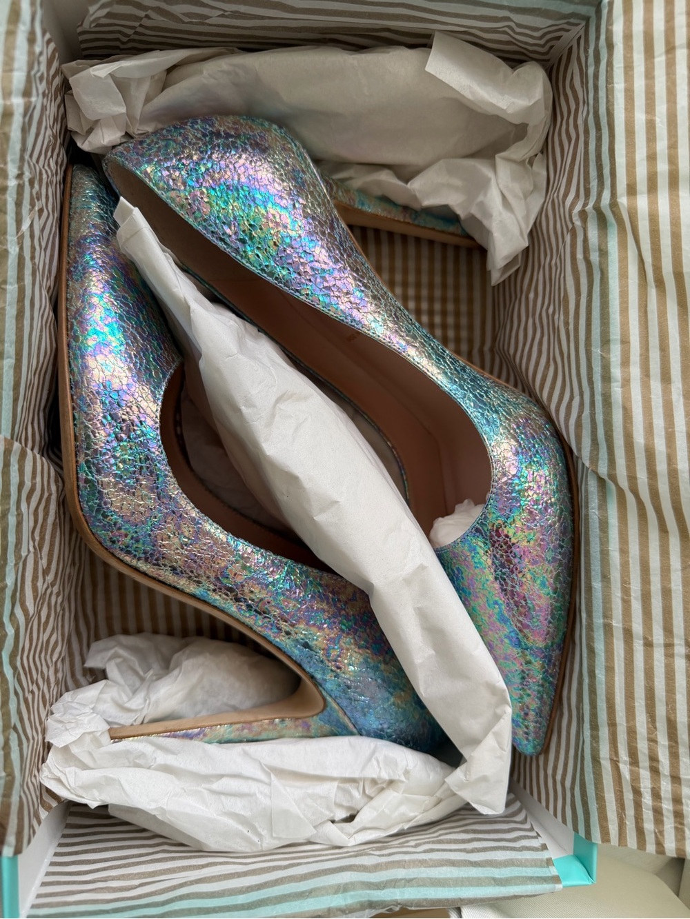 Kate Spade Larisa Iridescent Blue Swirl Pumps Heels Size 8 – Box & Dust Bag - Picture 2 of 11